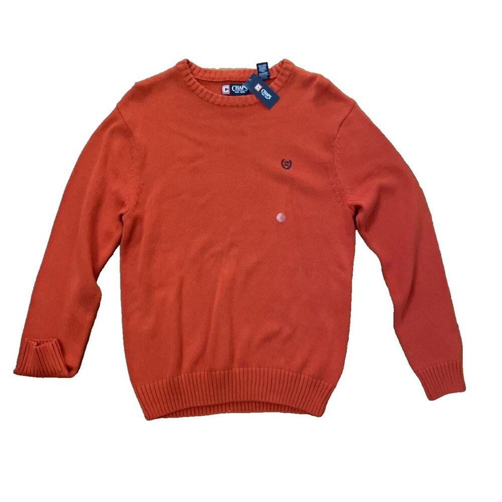 Chaps Orange Cotton Crew Neck Knit Sweater Mens Size Large  NEW